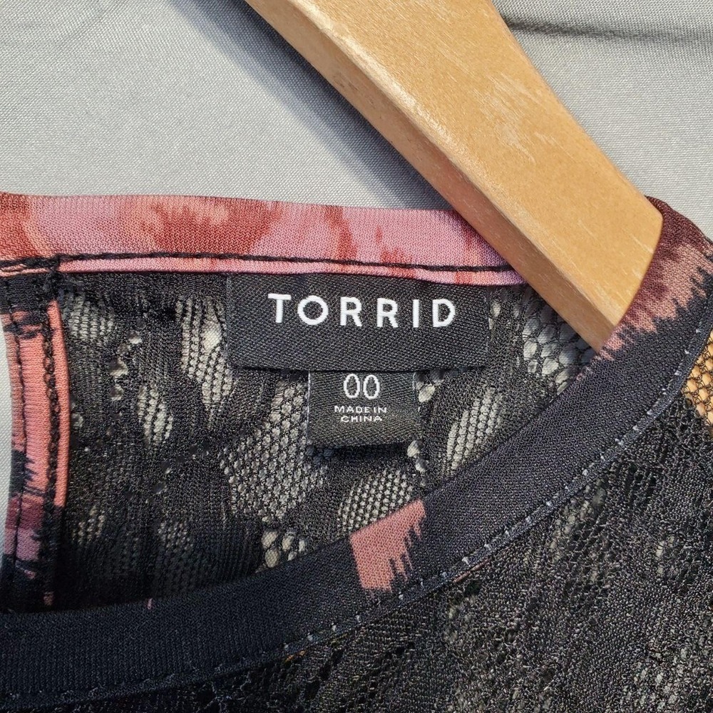torrid Black Dress with Pink Floral Print Midi - Picture 8 of 12
